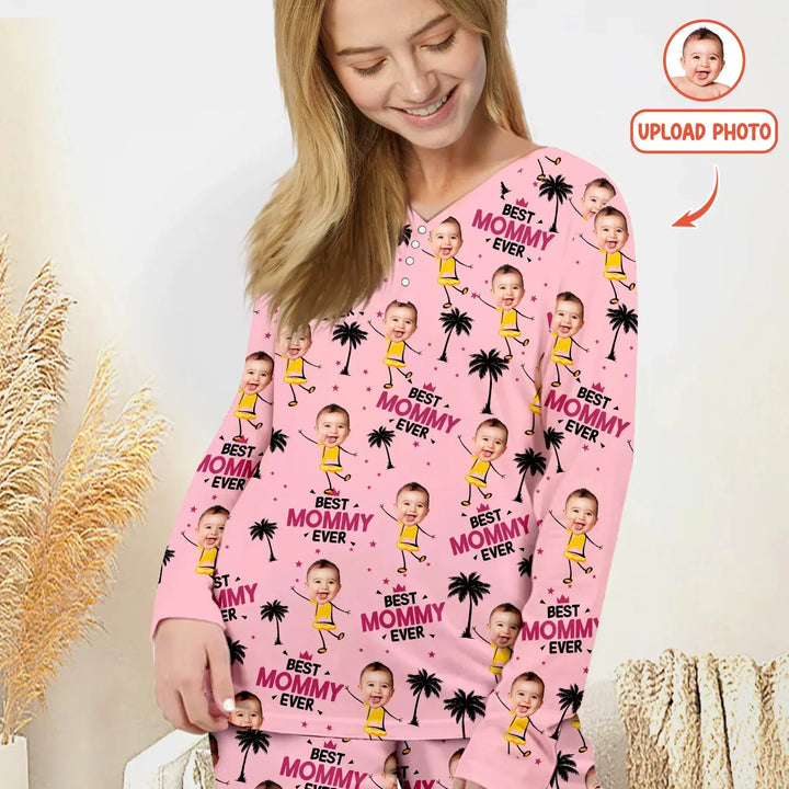 Custom Photo Best Mom Nana Ever Women Pajama Set For Christmas , Custom Photo Best Mom Nana Ever Women Pajama Set For Christmas - Only Shirt / S