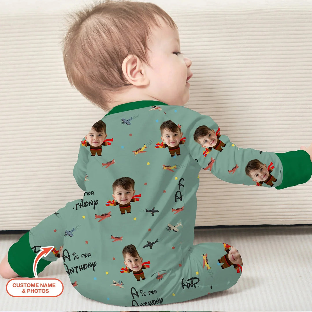 Custom Photo Face Dream Jobs Pilot Convertible Zippy , Custom Photo Face Dream Jobs Pilot Convertible Zippy - 0-3M
