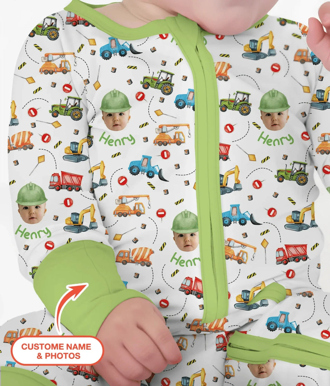 Custom Photo Little Construction Heroes Convertible Zippy , Custom Photo Little Construction Heroes Convertible Zippy - 0-3M