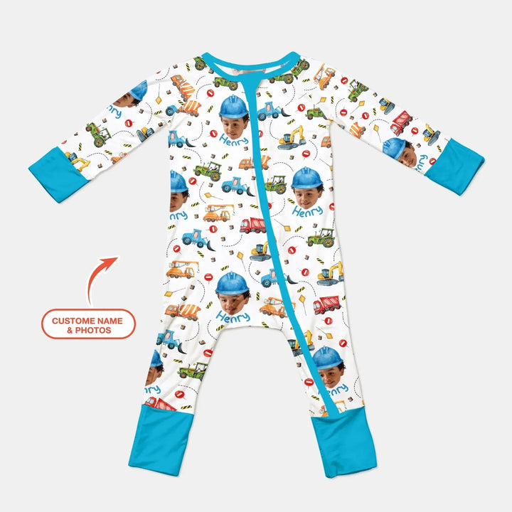 Custom Photo Little Construction Heroes Convertible Zippy , Custom Photo Little Construction Heroes Convertible Zippy - 0-3M