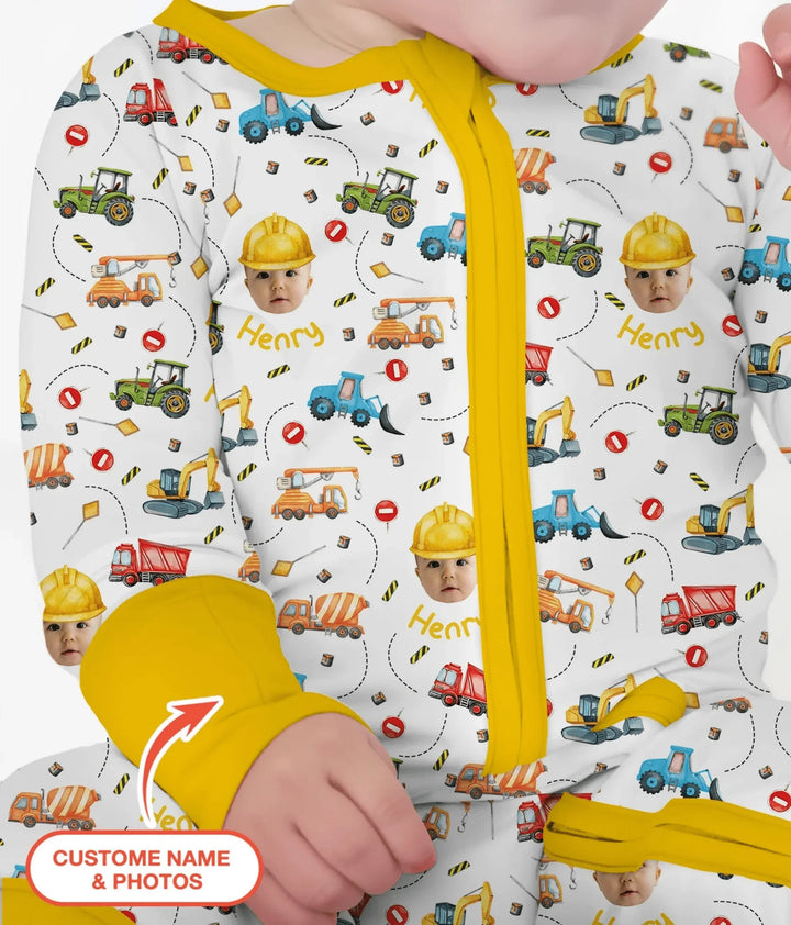 Custom Photo Little Construction Heroes Convertible Zippy , Custom Photo Little Construction Heroes Convertible Zippy - 0-3M