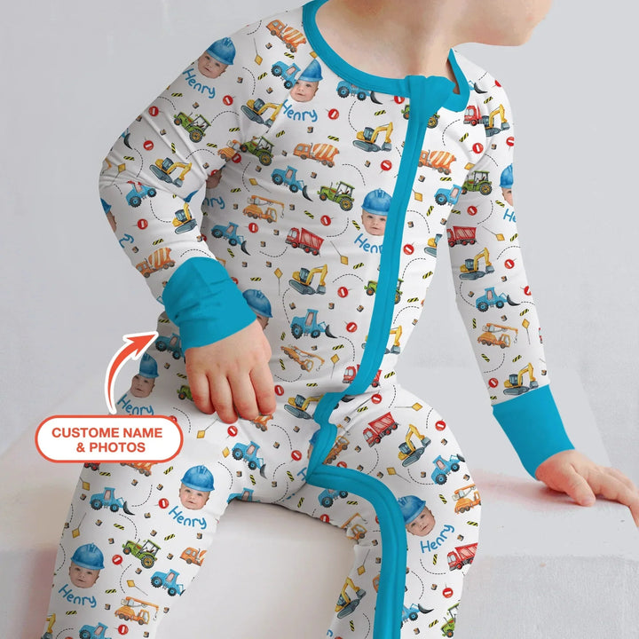 Custom Photo Little Construction Heroes Convertible Zippy , Custom Photo Little Construction Heroes Convertible Zippy - 0-3M