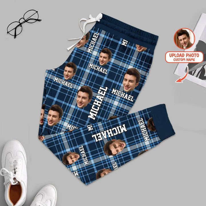 Custom Photo & Name Christmas Plaid Men Pajama Set , Custom Photo & Name Christmas Plaid Men Pajama Set - Only Shirt / XS