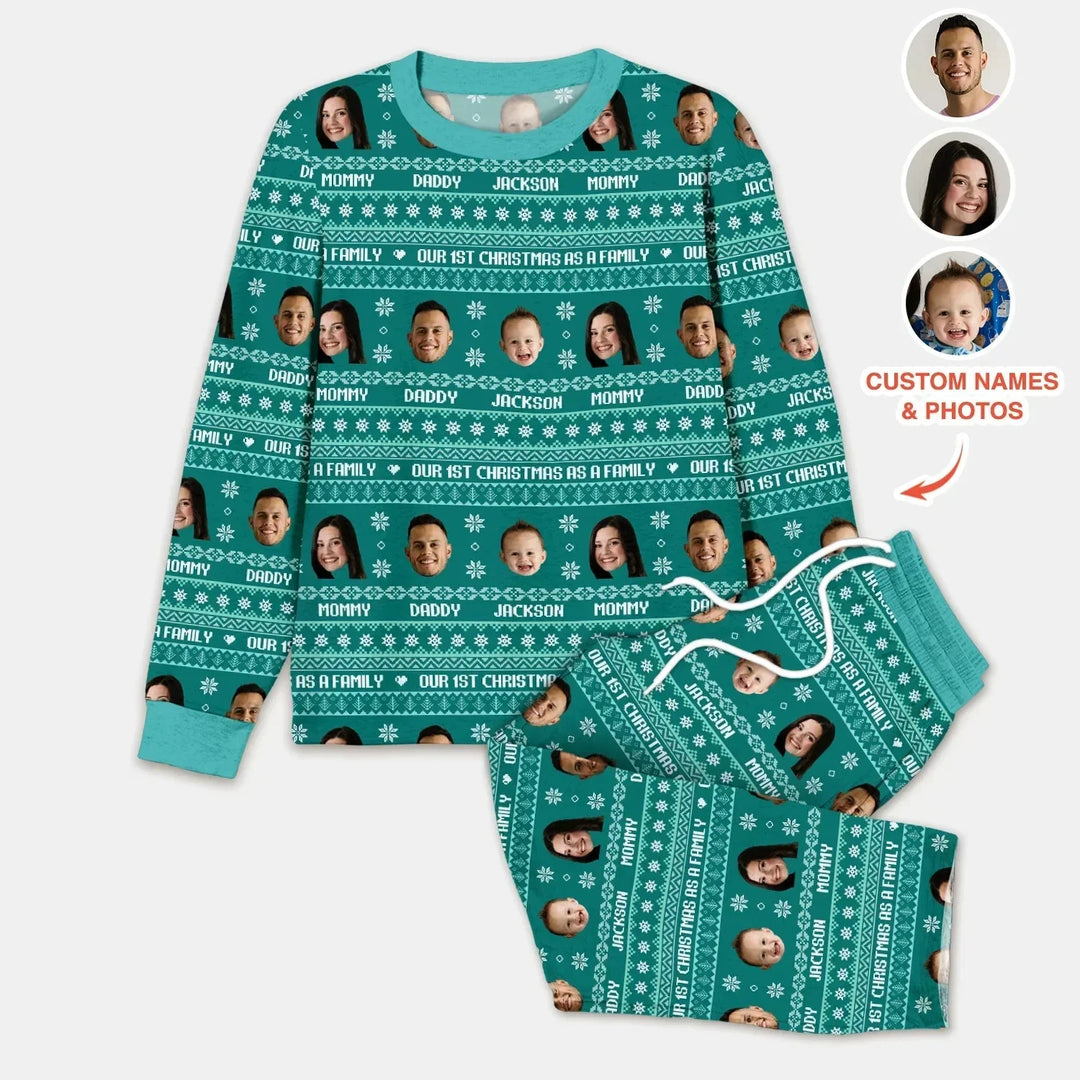 Custom Photo Our 1st Christmas as a Family Custom Men's Pajama Set , Custom Photo Our 1st Christmas as a Family Custom Men's Pajama Set - Only Shirt / XS
