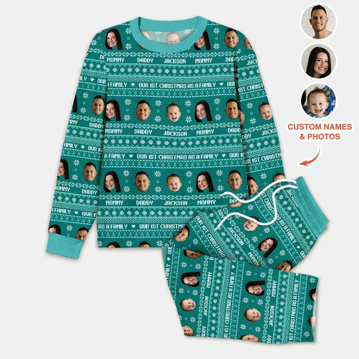 Custom Photo Our 1st Christmas as a Family Custom Men's Pajama Set , Custom Photo Our 1st Christmas as a Family Custom Men's Pajama Set - Only Shirt / XS
