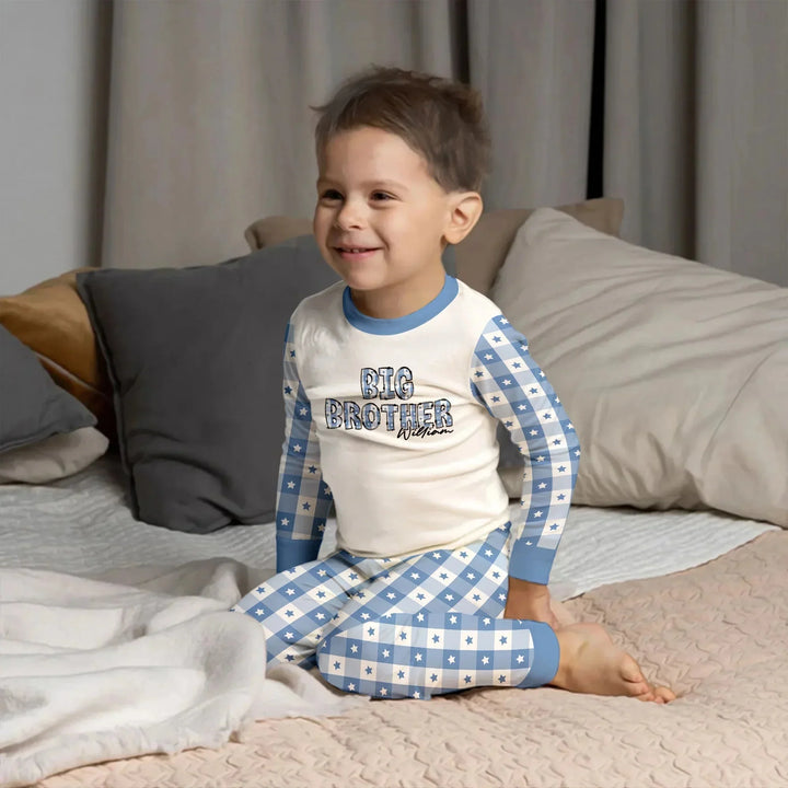 Custom Plaid Title Pajama Set for Baby & Kid – Soft and Cozy , Custom Plaid Title Pajama Set for Baby & Kid – Soft and Cozy - Long Pajama / 12-18M