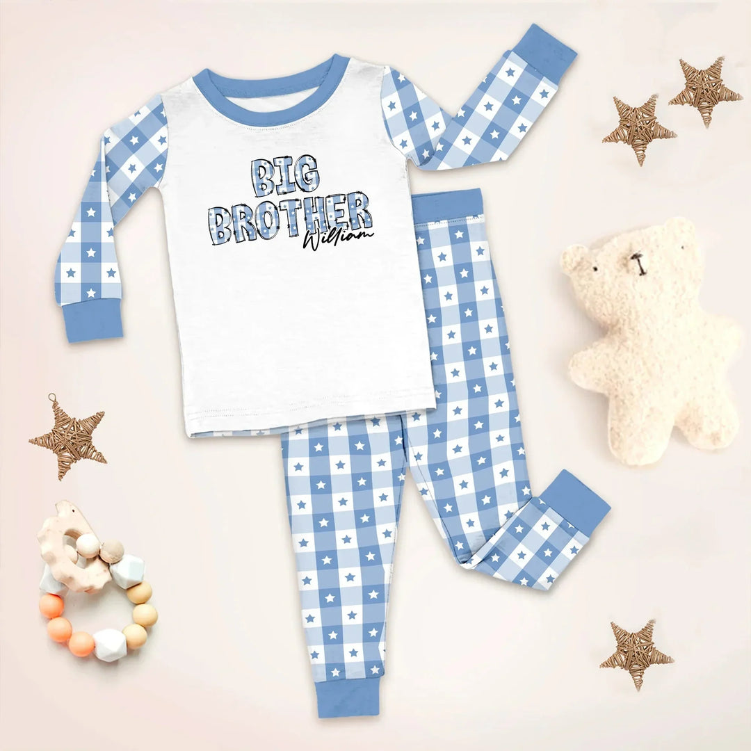 Custom Plaid Title Pajama Set for Baby & Kid – Soft and Cozy , Custom Plaid Title Pajama Set for Baby & Kid – Soft and Cozy - Long Pajama / 12-18M