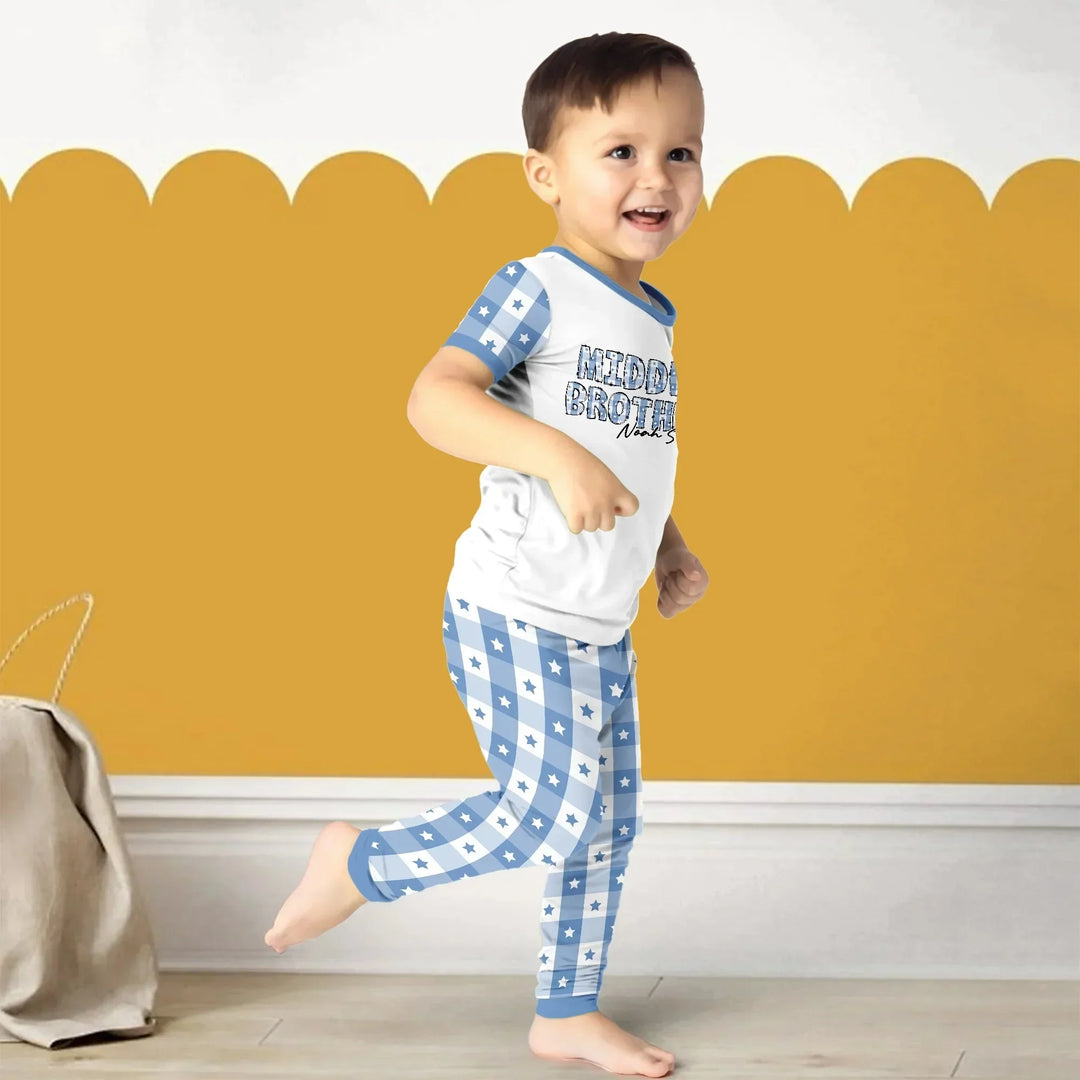Custom Plaid Title Pajama Set for Baby & Kid – Soft and Cozy , Custom Plaid Title Pajama Set for Baby & Kid – Soft and Cozy - Long Pajama / 12-18M
