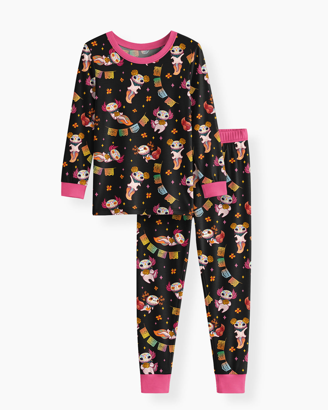 Axololt Día de los Muertos Bamboo Two Piece Long Sleeve Pajama Set