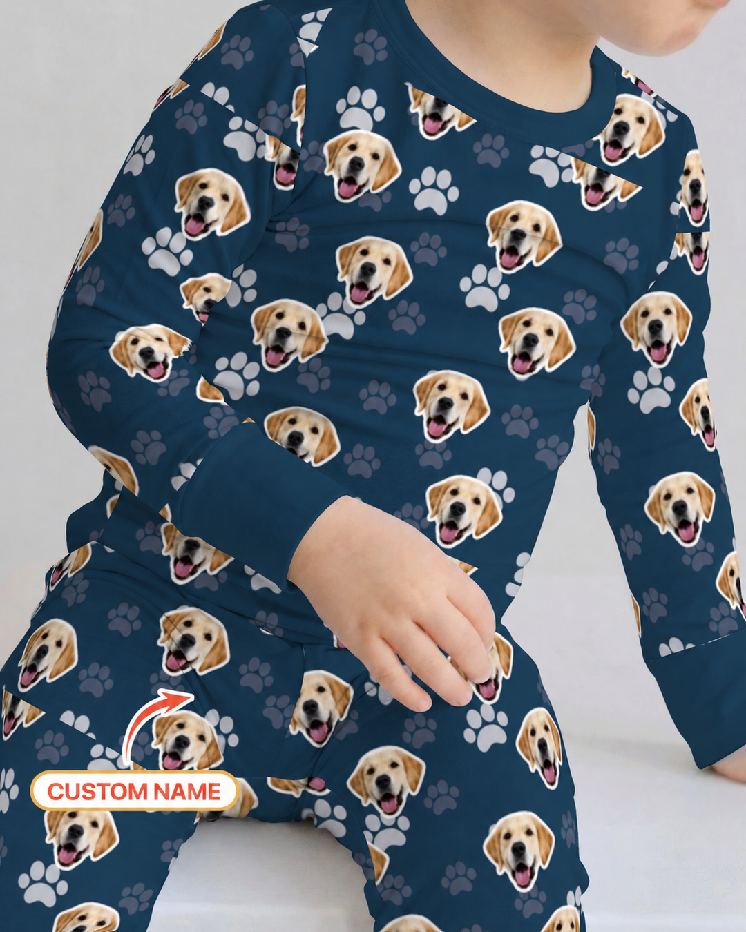 Personalized Dog & Cat Photo Bamboo Two Piece Long Sleeve Pajama Set