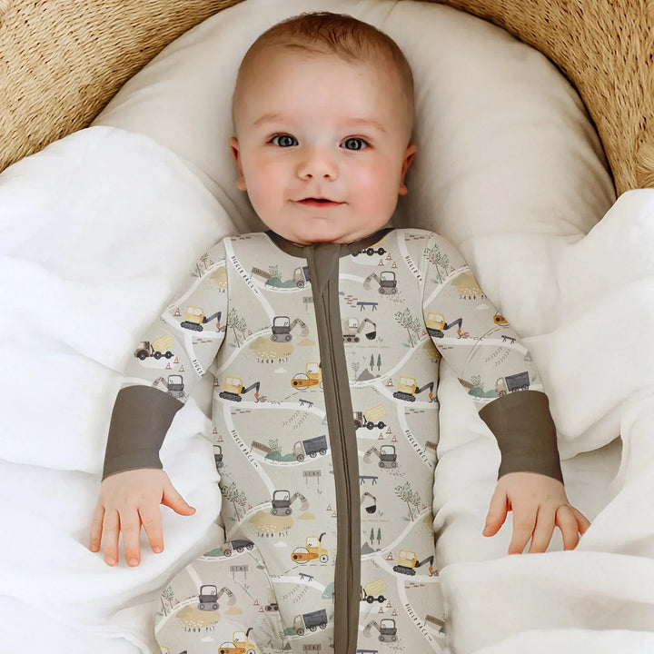 Diggers Route Map Convertible Zippered Romper , Diggers Route Map Convertible Zippered Romper - 0-3M