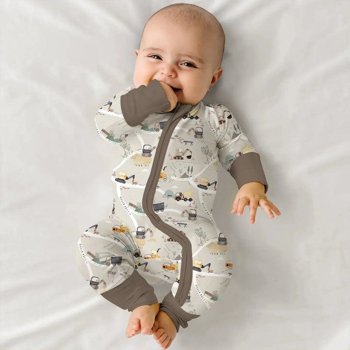 Diggers Route Map Convertible Zippered Romper , Diggers Route Map Convertible Zippered Romper - 0-3M