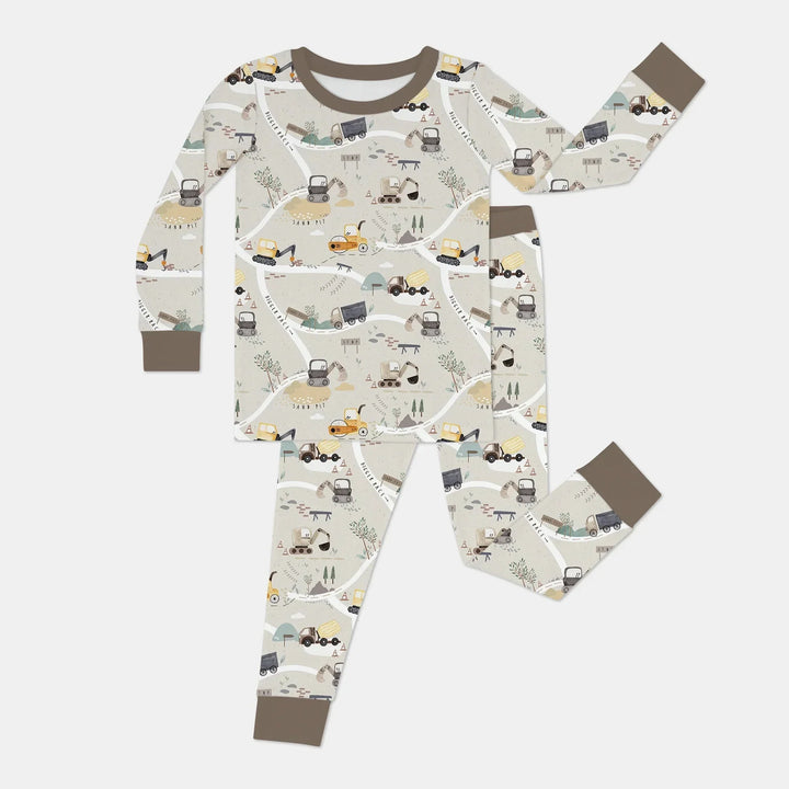 Diggers Route Map Two Piece Long Sleeve Pajama Set , Diggers Route Map Two Piece Long Sleeve Pajama Set - 12-18M