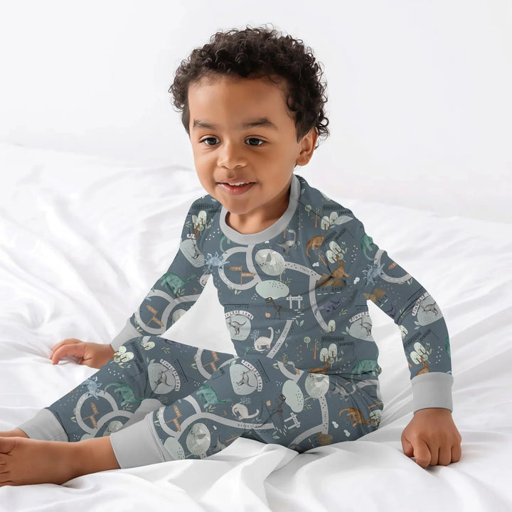 Dinosaur Route Map Two Piece Long Sleeve Pajama Set , Dinosaur Route Map Two Piece Long Sleeve Pajama Set - 12-18M