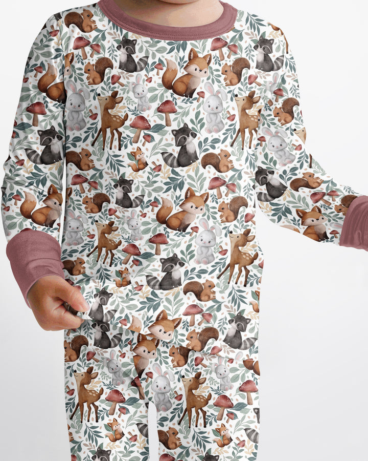 Whimsical Woodland Friends Bamboo Two Piece Long Sleeve Pajama Set