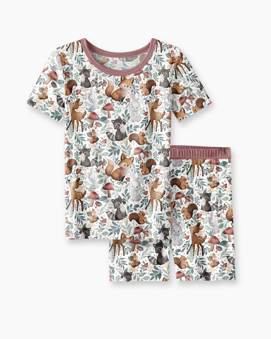 Whimsical Woodland Friends Bamboo Two Piece Short Sleeve Shorts Pajama Set