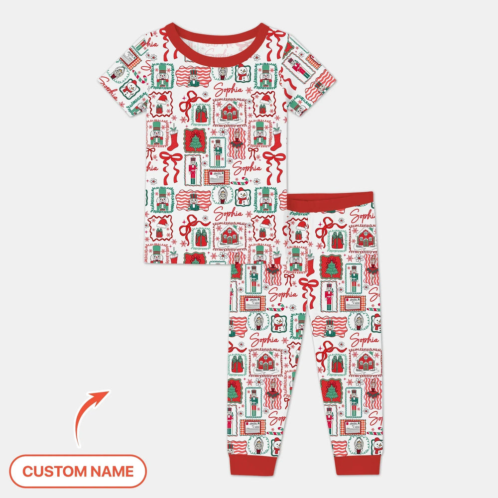 Personalized Nutcracker Parade Two Piece Short Sleeve Shorts Pajama Set , Personalized Nutcracker Parade Two Piece Short Sleeve Shorts Pajama Set - 12-18M