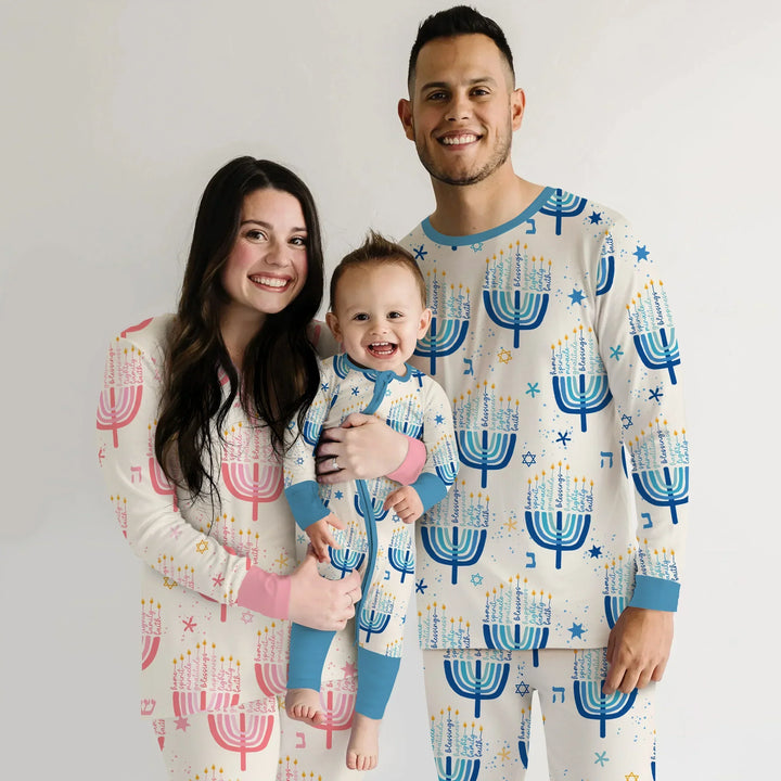Hannukkah Menorah Family Matching Men's Pajama Set , Hannukkah Menorah Family Matching Men's Pajama Set - Only Shirt / XS