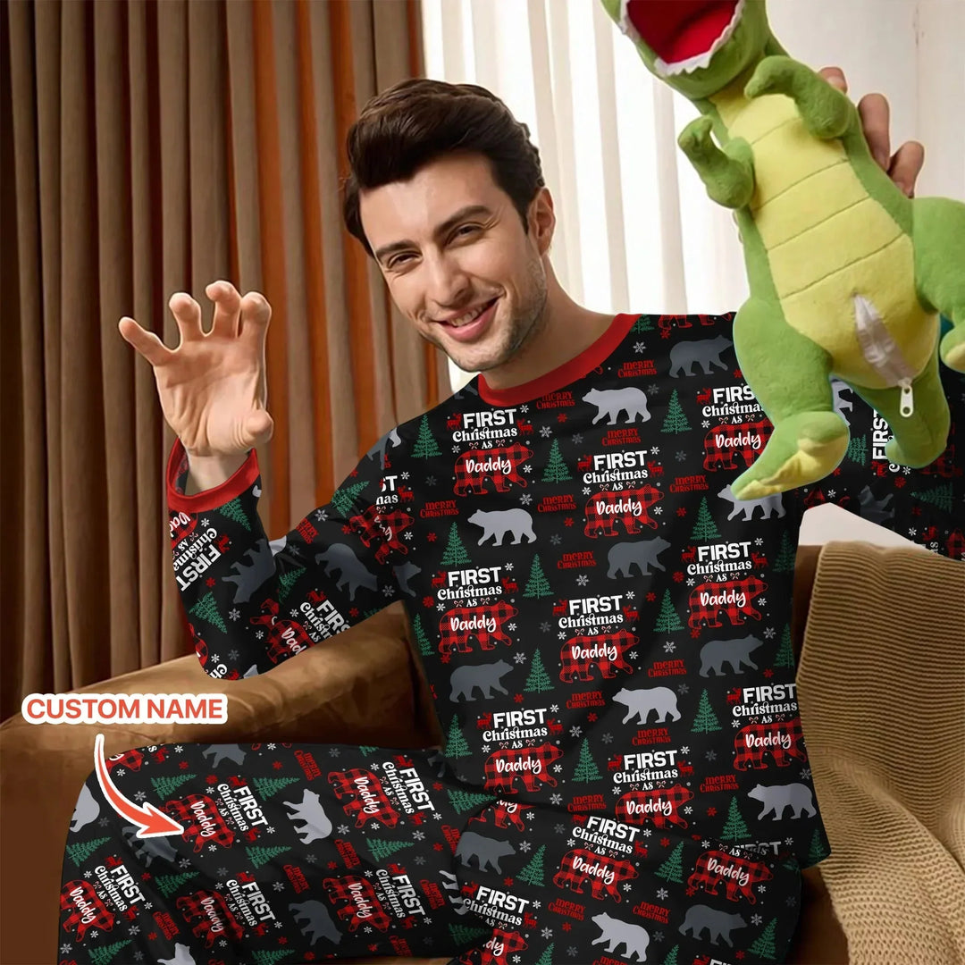 Custom Name Family Bear First Christmas Men's Pajama Set , Custom Name Family Bear First Christmas Men's Pajama Set - Only Shirt / XS