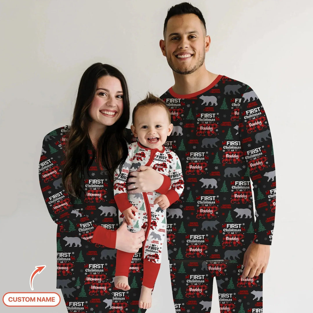 Custom Name Family Bear First Christmas Men's Pajama Set , Custom Name Family Bear First Christmas Men's Pajama Set - Only Shirt / XS