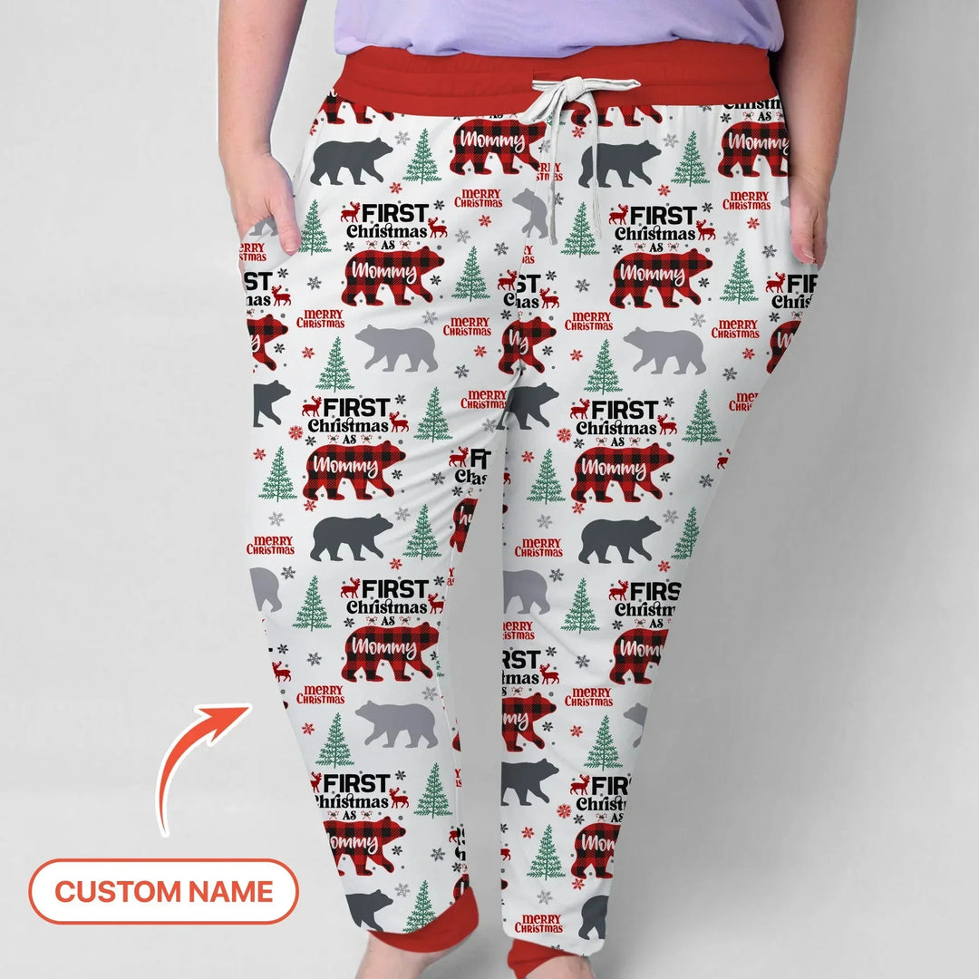 Custom Name Family Bear First Christmas Women Pajama Set , Custom Name Family Bear First Christmas Women Pajama Set - Only Shirt / S