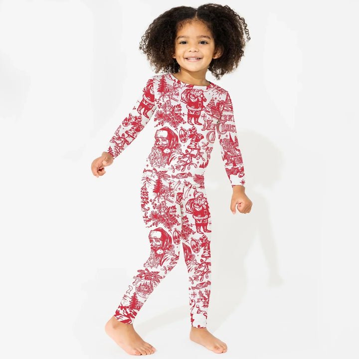 Family Christmas Chinoiserie Custom Color Pajama Two Piece Long Sleeve Pajama Set , Family Christmas Chinoiserie Custom Color Pajama Two Piece Long Sleeve Pajama Set - 12-18M / Blue