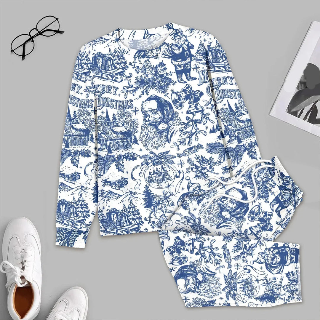 Family Christmas Chinoiserie Pajama Custom Men's Pajama Set , Family Christmas Chinoiserie Pajama Custom Men's Pajama Set - Only Shirt / XS / Blue