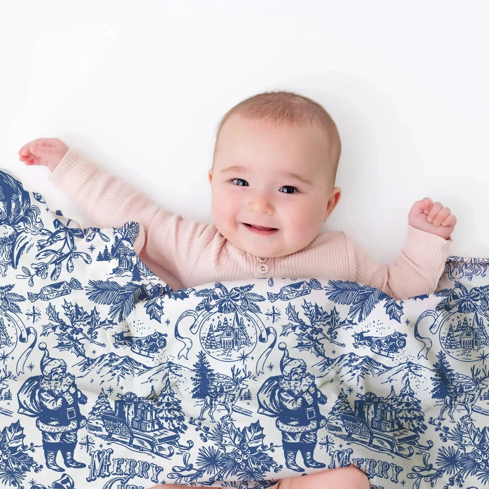 Family Christmas Chinoiserie Pajama Custom Toddler Blanket , Family Christmas Chinoiserie Pajama Custom Toddler Blanket - Red