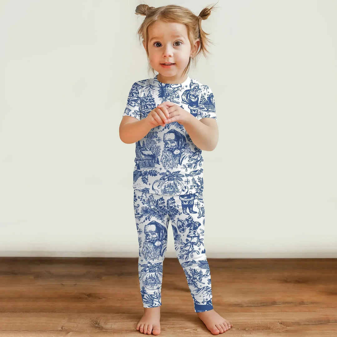 Family Christmas Chinoiserie Pajama Two Piece Short Sleeve Pajama Set , Family Christmas Chinoiserie Pajama Two Piece Short Sleeve Pajama Set - 12-18M / Red