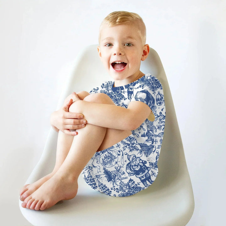 Family Christmas Chinoiserie Pajama Two Piece Short Sleeve Shorts Pajama Set , Family Christmas Chinoiserie Pajama Two Piece Short Sleeve Shorts Pajama Set - 12-18M / Red