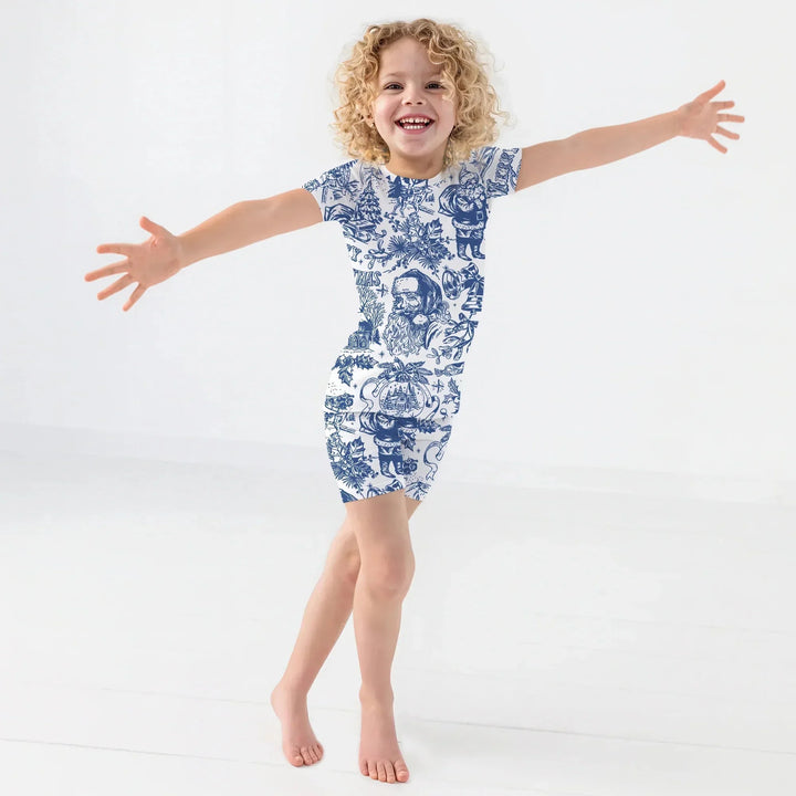 Family Christmas Chinoiserie Pajama Two Piece Short Sleeve Shorts Pajama Set , Family Christmas Chinoiserie Pajama Two Piece Short Sleeve Shorts Pajama Set - 12-18M / Red
