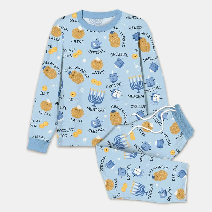 Family Hanukkah Matching Men's Pajama Set , Family Hanukkah Matching Men's Pajama Set - Combo Shirt & Pants / XS / Blue