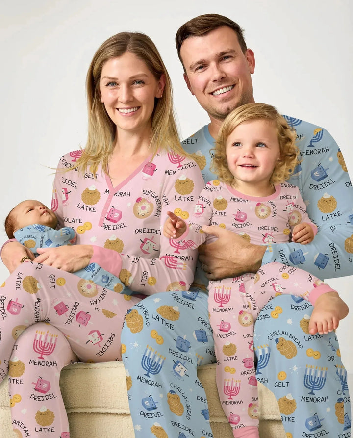 Family Hanukkah Matching Men's Pajama Set , Family Hanukkah Matching Men's Pajama Set - Only Shirt / XS / Blue