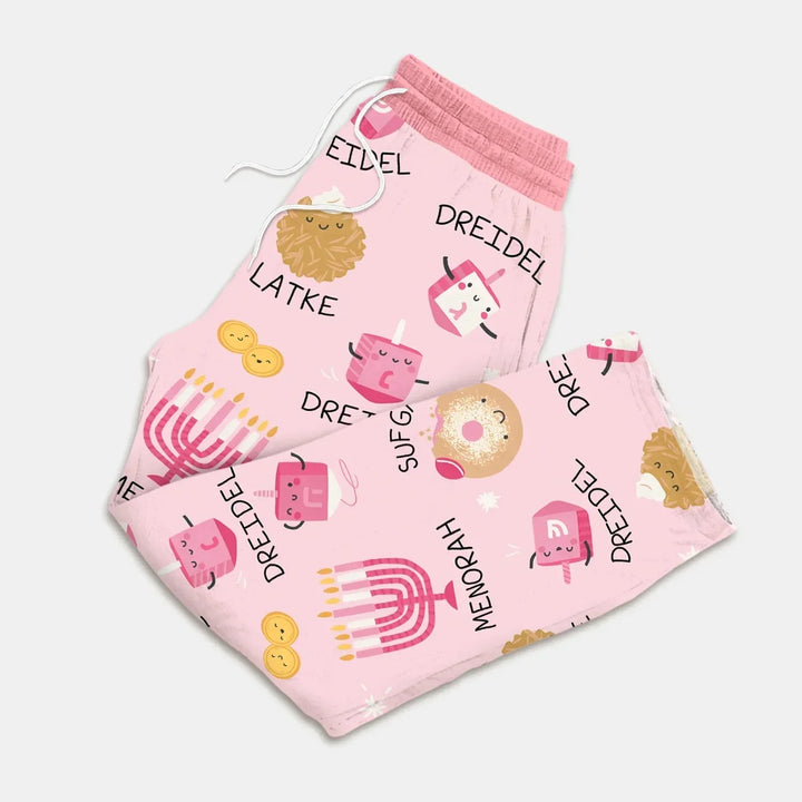Family Hanukkah Matching Men's Pajama Set , Family Hanukkah Matching Men's Pajama Set - Only Pants / XS / Pink
