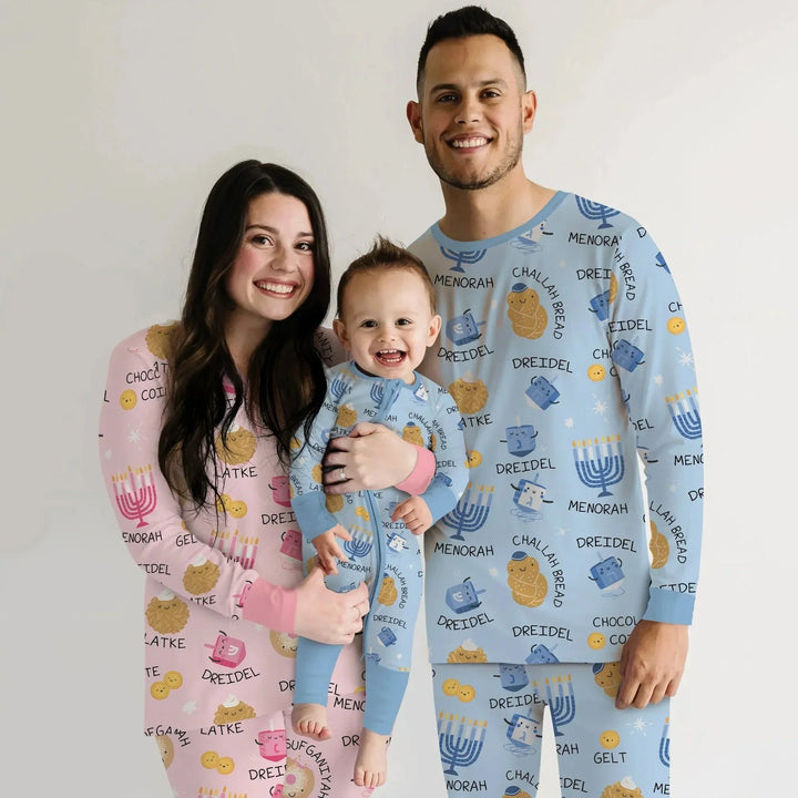Family Hanukkah Matching Men's Pajama Set , Family Hanukkah Matching Men's Pajama Set - Only Shirt / XS / Blue