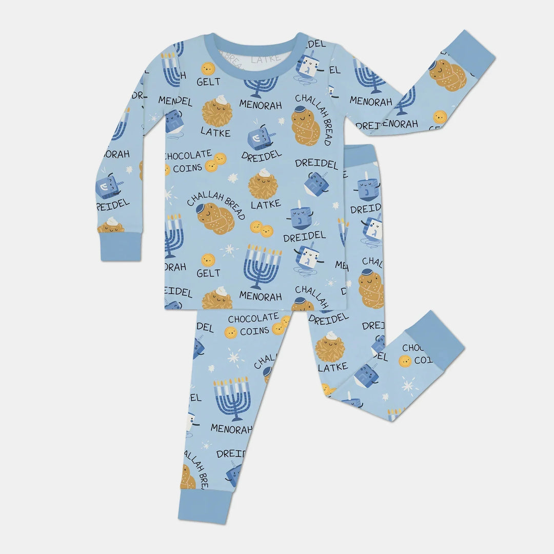 Family Hanukkah Matching Two Piece Long Sleeve Pajama Set , Family Hanukkah Matching Two Piece Long Sleeve Pajama Set - 12-18M / Blue