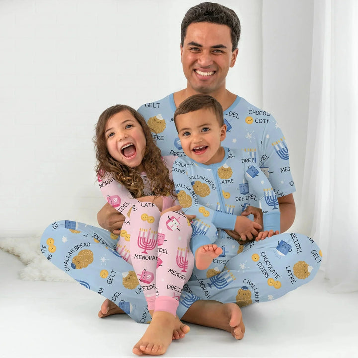 Family Hanukkah Matching Women Pajama Set , Family Hanukkah Matching Women Pajama Set - Only Shirt / S / Blue