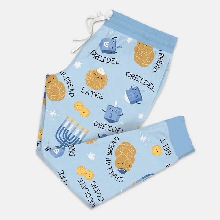 Family Hanukkah Matching Women Pajama Set , Family Hanukkah Matching Women Pajama Set - Only Pants / S / Blue