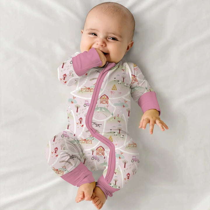 Farm Meadow Convertible Zippered Romper , Farm Meadow Convertible Zippered Romper - 0-3M