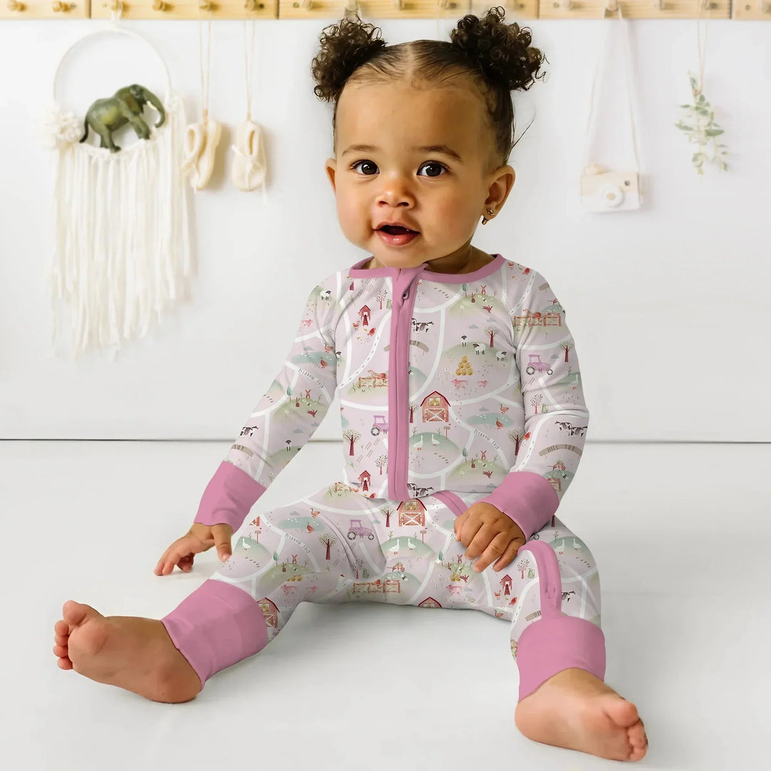 Farm Meadow Convertible Zippered Romper , Farm Meadow Convertible Zippered Romper - 0-3M