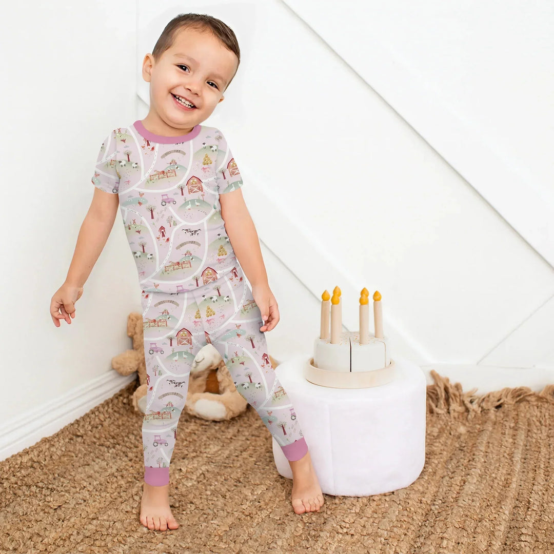 Farm Meadow Route Map Two Piece Short Sleeve Pajama Set , Farm Meadow Route Map Two Piece Short Sleeve Pajama Set - 12-18M