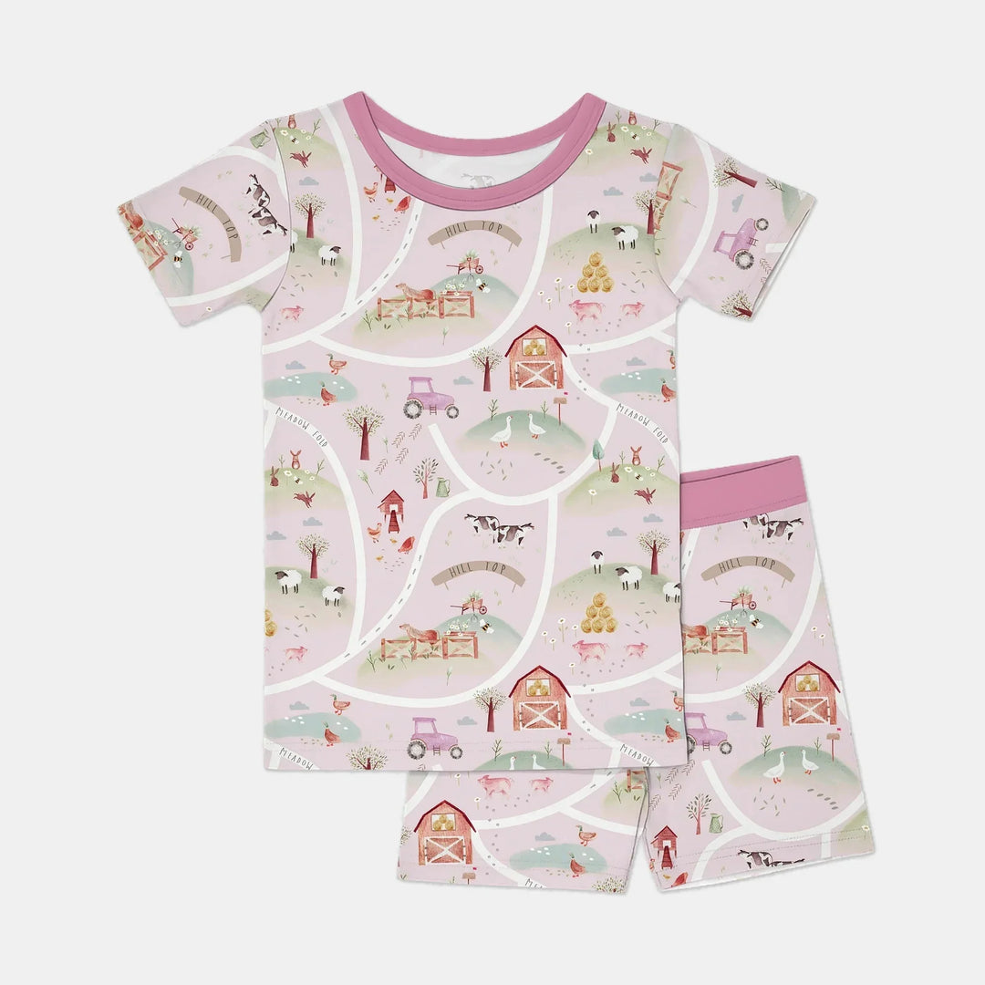 Farm Meadow Route Map Two Piece Short Sleeve Shorts Pajama Set , Farm Meadow Route Map Two Piece Short Sleeve Shorts Pajama Set - 12-18M