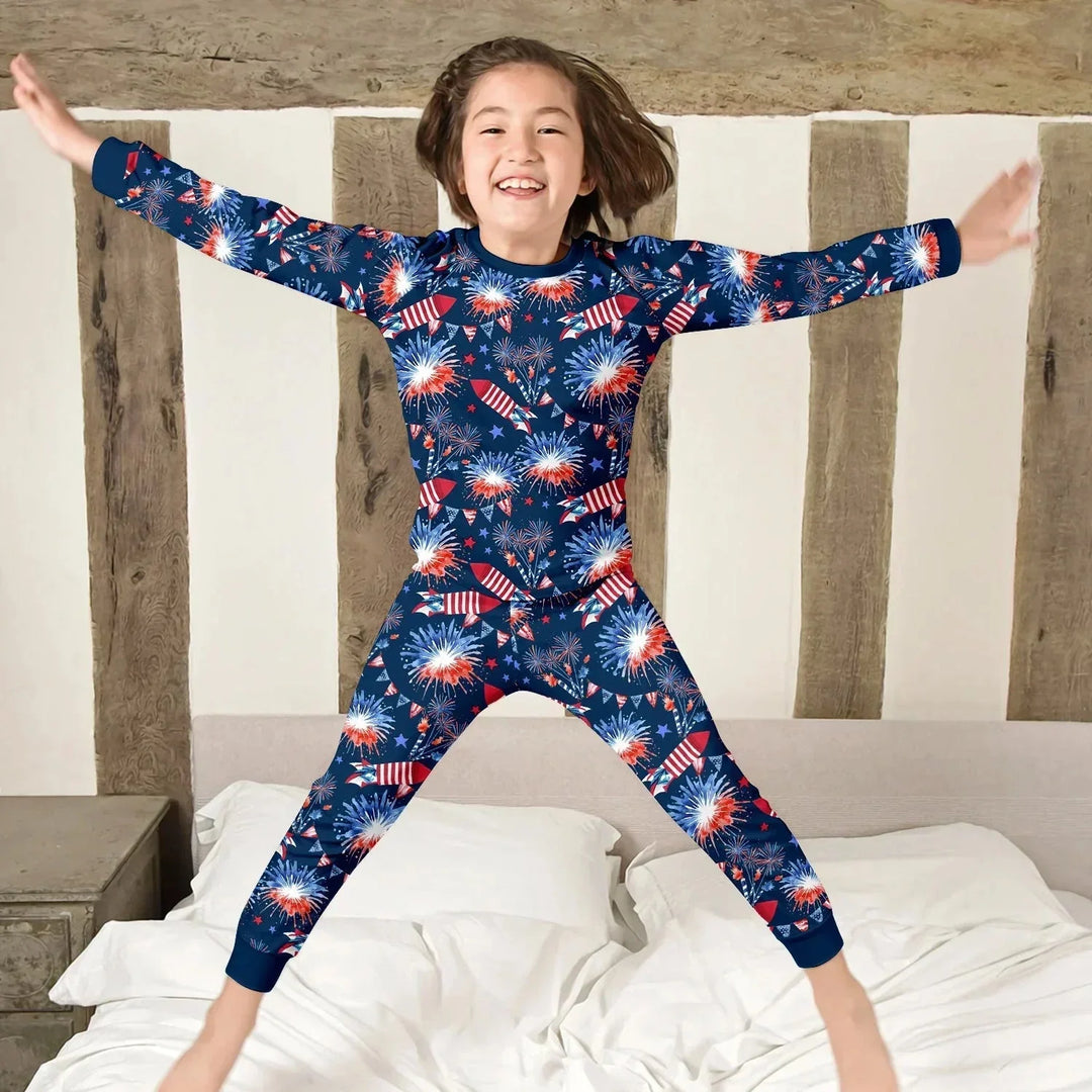 Firework Two Piece Long Sleeve Pajama Set , Firework Two Piece Long Sleeve Pajama Set - 12-18M