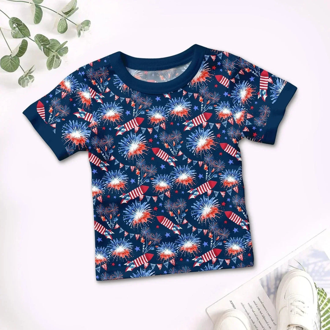 Firework Two Piece Short Sleeve Pajama Set , Firework Two Piece Short Sleeve Pajama Set - 12-18M