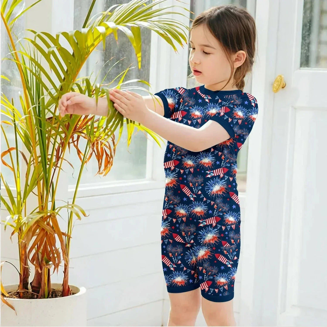 Firework Two Piece Short Sleeve Shorts Pajama Set , Firework Two Piece Short Sleeve Shorts Pajama Set - 12-18M
