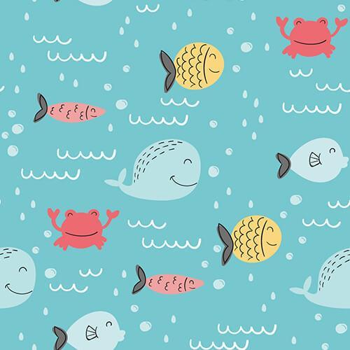 Fishes and Crabs Shorty Zippered Romper , Fishes and Crabs Shorty Zippered Romper - 0-3M