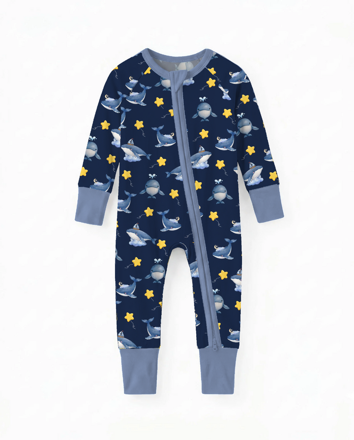 Whale Among The Stars Bamboo Convertible Zipper Romper