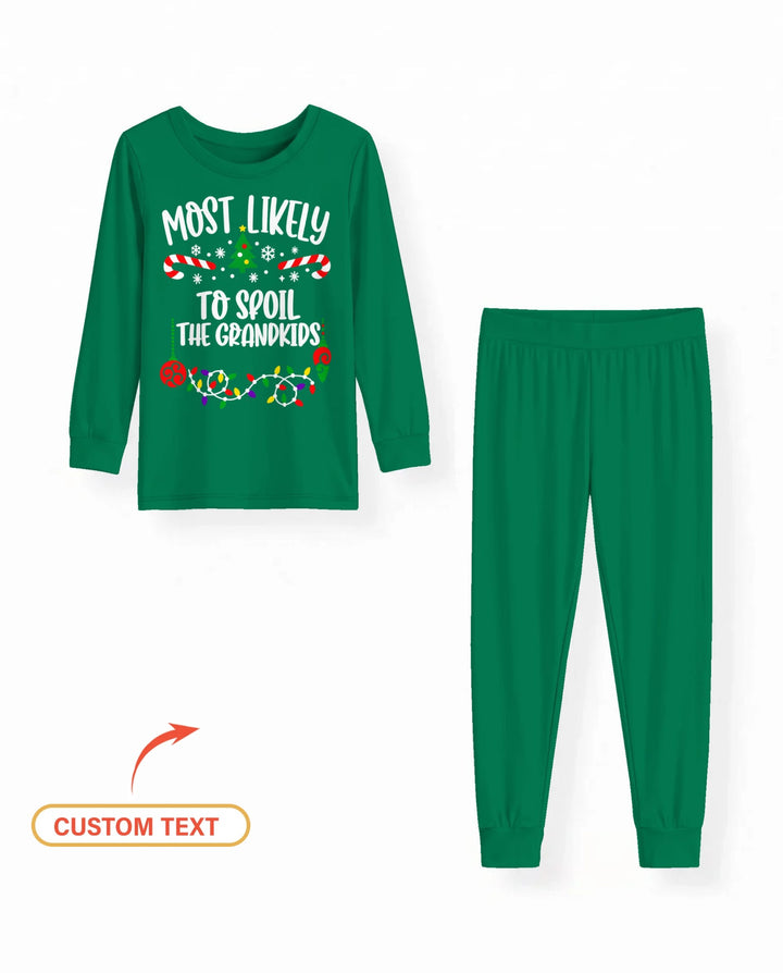 Custom Quotes Most Likely Christmas Bamboo Two Piece Long Sleeve Pajama Set