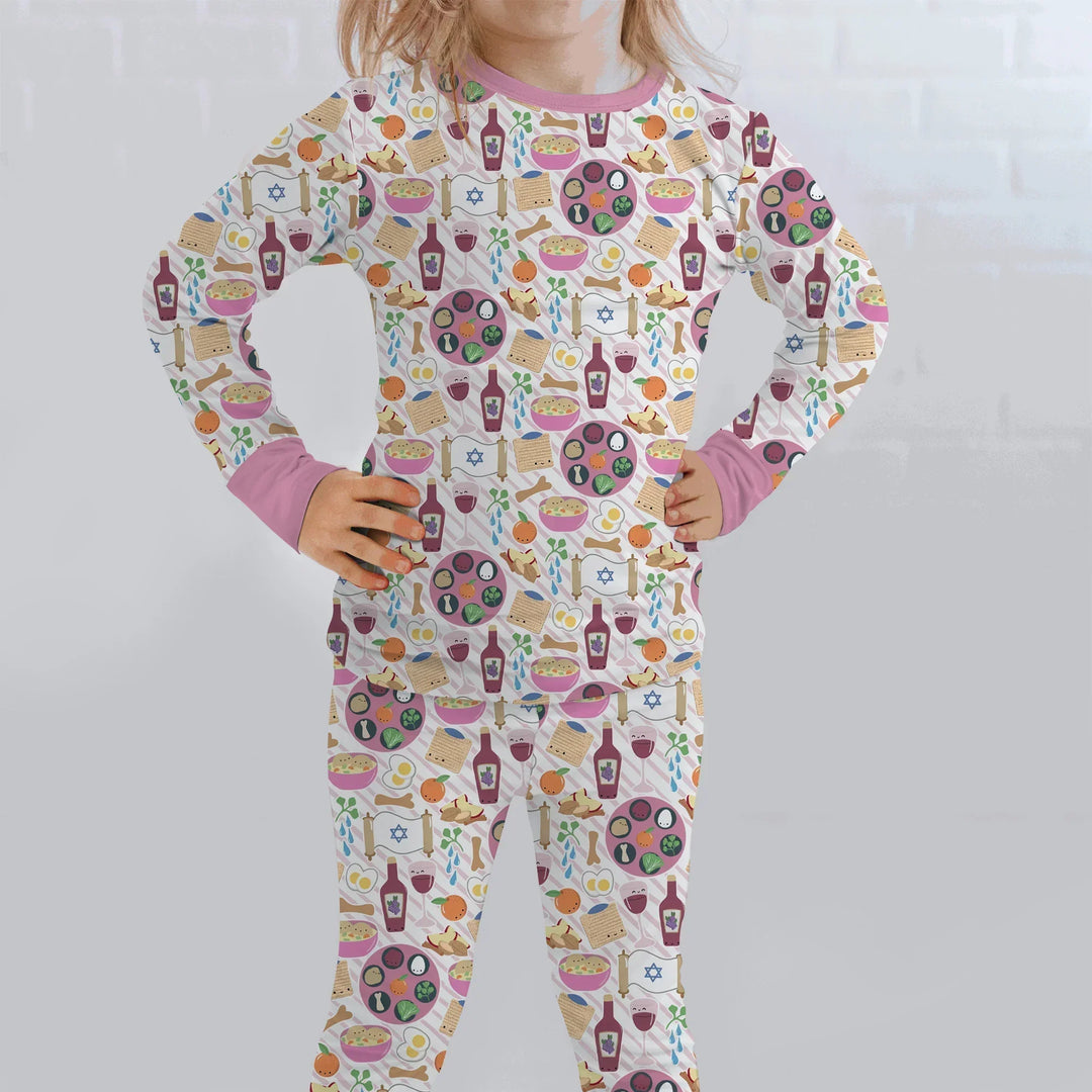 Passover Meal Bamboo Two Piece Long Sleeve Pajama Set