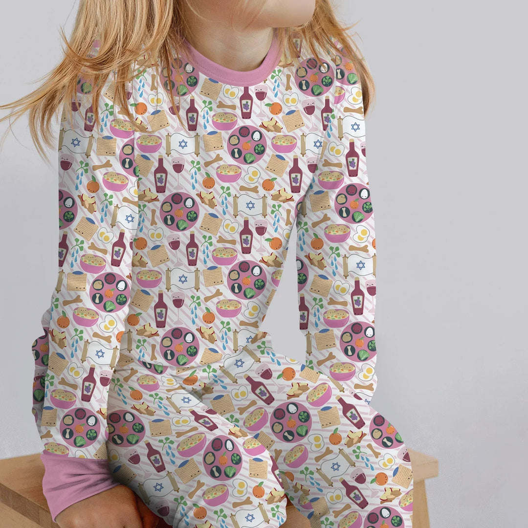 Passover Meal Bamboo Two Piece Long Sleeve Pajama Set